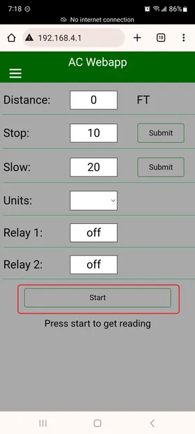 The home page will load. You can now enter your setpoints.