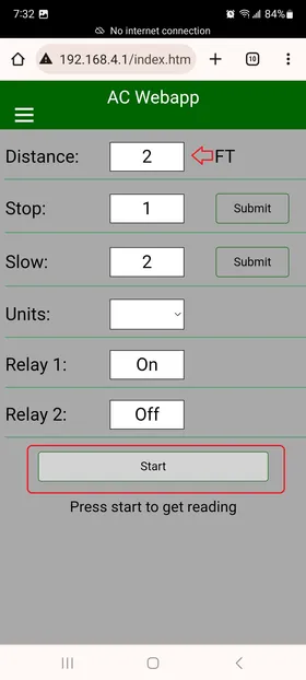 Press start to see your live distances.